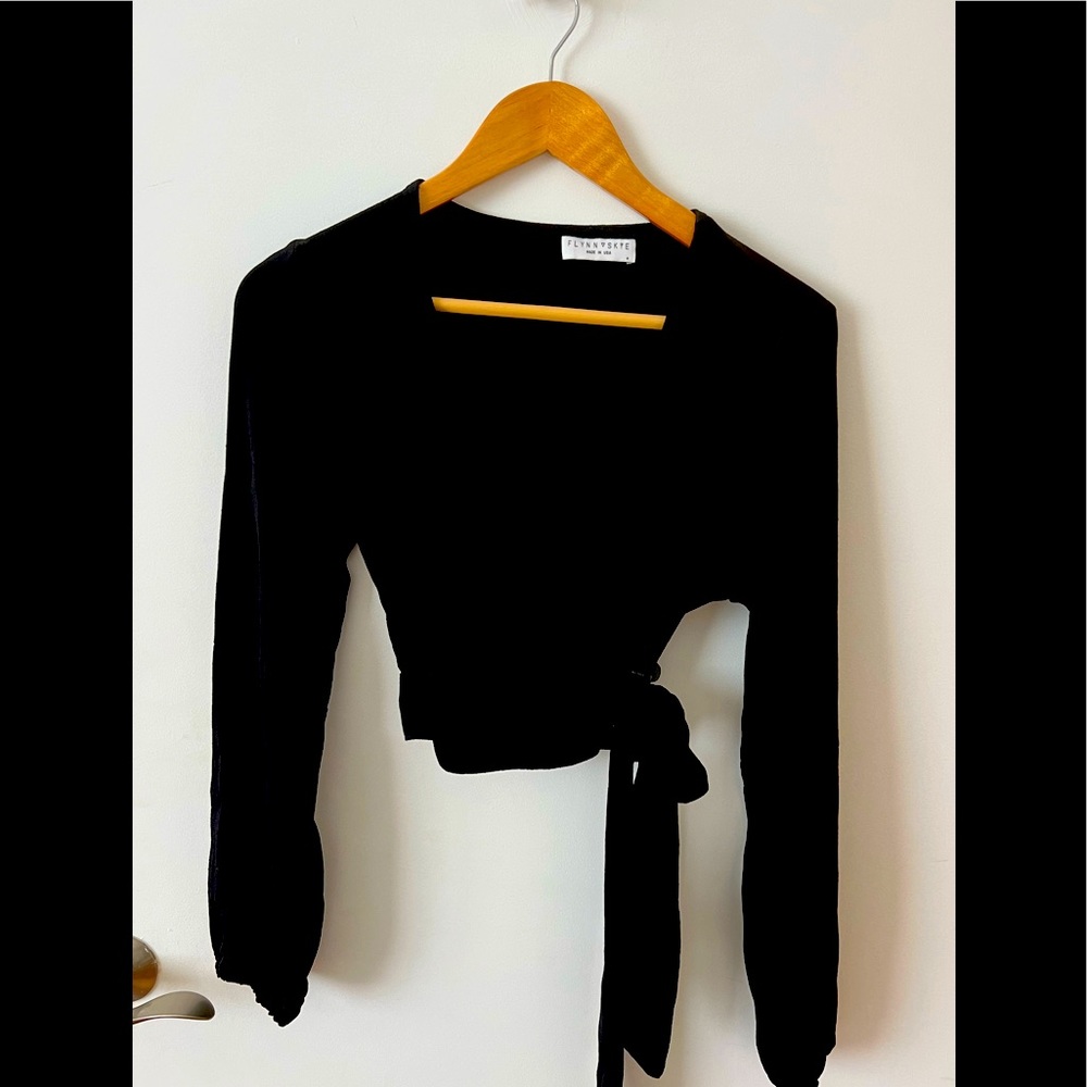 Flynn Skye Wrap Blouse Black SZ M